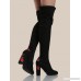 Rose Embroidered Over The Knee Boots BLACK