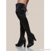 Round Toe Satin Over The Knee Boots BLACK