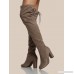 Round Toe Thigh High Boots SMOKE TAUPE