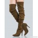 Ruched Faux Suede Thigh Highs OLIVE