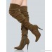 Ruched Faux Suede Thigh Highs OLIVE