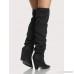 Slouch Point Toe Thigh High Boots BLACK