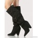 Slouchy Faux Suede Knee High Boots BLACK