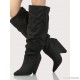 
        Slouchy Faux Suede Knee High Boots BLACK
    