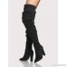 Slouchy Point Toe Thigh High Boots BLACK