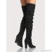 Slouchy Point Toe Thigh High Boots BLACK
