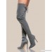 Solid Point Toe Thigh High Boots GREY