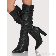 Sparkle Slouchy Knee High Boots BLACK