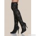 Stretch Lace Thigh High Boots BLACK
