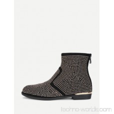 Studded Overlay Back Zipper Ankle Boots