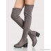 Thigh High Faux Suede Stretch Boots BLACK