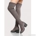 Thigh High Faux Suede Stretch Boots BLACK