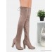 Tie Back Thigh High Suede Boots TAUPE