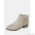 Triangle Cut Out Detail Round Toe Zip Up Bootie LIGHT GREY