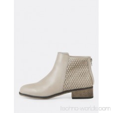Triangle Cut Out Detail Round Toe Zip Up Bootie LIGHT GREY
