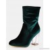 Velvet Crystal Heel Ankle Boots EMERALD