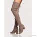Zip Up Drawstring Thigh High Boots TAUPE