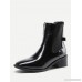Almond Toe Patent Leather Ankle Boots