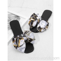 Bow Decorated Satin Flat Sandals