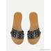 Buckle Front PU Slippers With Studded