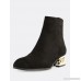 Chain Heel Faux Suede Boots BLACK