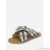 Criss Cross Flat Slippers With Faux Pearl