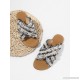 
        Criss Cross Flat Slippers With Faux Pearl
    