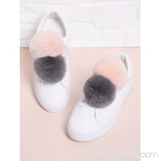 Double Pom Pom Decorated PU Sneakers