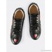 Embroidered Leather Sneakers BLACK