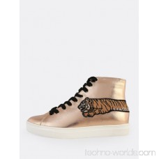 Embroidered Metallic Lace Up Sneaker ROSE GOLD