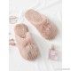 
        Faux Fur Overlay Flat Slippers
    