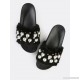 
        Faux Pearl Fur Slide Sandals BLACK
    