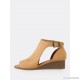 
        Faux Suede Peep Toe Cut Out Wedge Bootie CAMEL
    