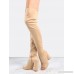 Faux Suede Peep Toe Thigh Boots NUDE
