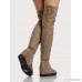 Flat Sole Zip Up OTK Boots TAUPE