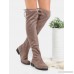 Flat Tie Back Suede Thigh Boots TAUPE