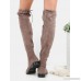 Flat Tie Back Suede Thigh Boots TAUPE