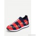 Flower Embroidery Striped Knit Sneakers