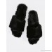 Fuzzy Faux Fur Flatforms BLACK