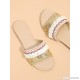 
        Glitter Fringe Trim Flat Sandals
    
