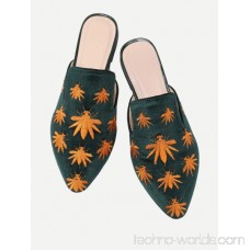 Insect Embroidery Flat Mules