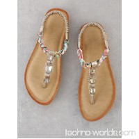 Jewel Embellished T-Strap Thong Sandal GOLD
