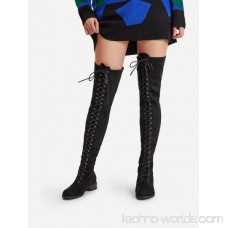 Lace Up Front Over Knee Suede Boots