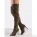 Lace Up Suede Stiletto Heel Boots OLIVE