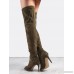 Lace Up Suede Stiletto Heel Boots OLIVE