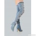 Light Washed Distressed Thigh High Boots DENIM