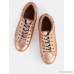 Metallic Crinkle Lace Up Sneakers ROSE GOLD