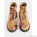 Metallic Floral Print Combat Boots CAMEL