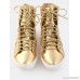 Metallic High Shine Textured Sneakers GOLD