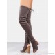 
        Peep Toe Faux Suede Thigh Boots GREY
    